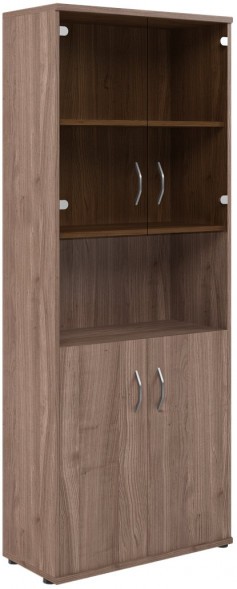 Шкаф комбинированный малыми стеклянными и глухими дверьми СТ-1.4 Ясень Шимо 770*365*1975