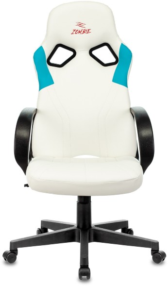 Кресло игровое Бюрократ ZOMBIE RUNNER белый/голубой