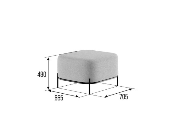 Джайв Диван одноместный без спинки JVE-3 670*720*480