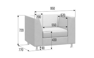 Прайм Диван с подлокотниками одноместный PR.DP-1 950*770*720