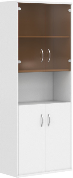 Шкаф комбинированный малыми стеклянными и глухими дверьми СТ-1.4 Белый 770*365*1975