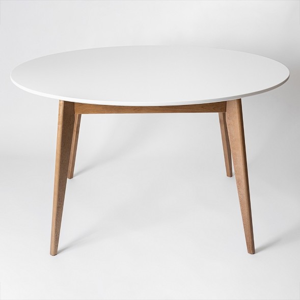 Стол Орион 100 Дуб натуральный/Белая эмаль